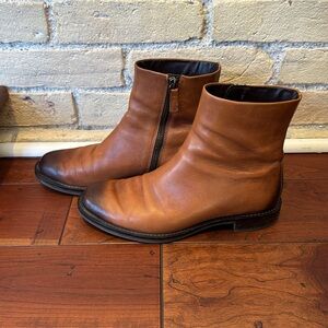 Ecco Cognac Brown Leather Boots